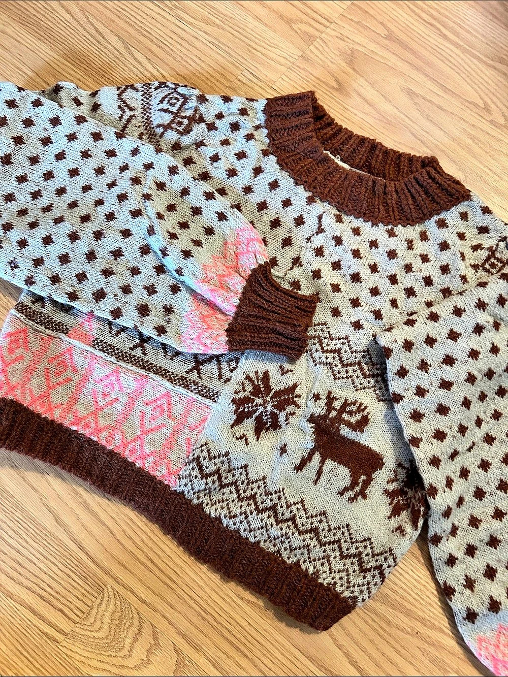 Free People Festive Sweater Brown, Beige and orange.